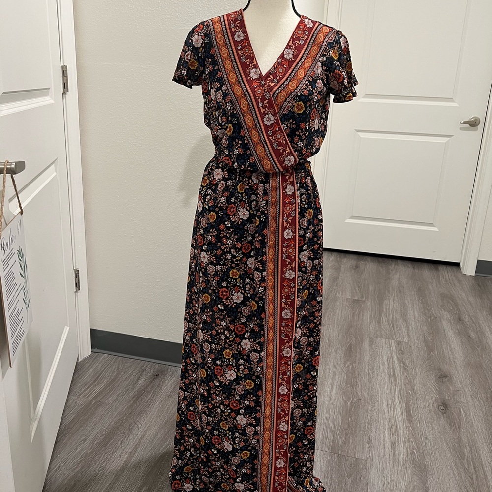 Floral V-Neck Summer Maxi Dress